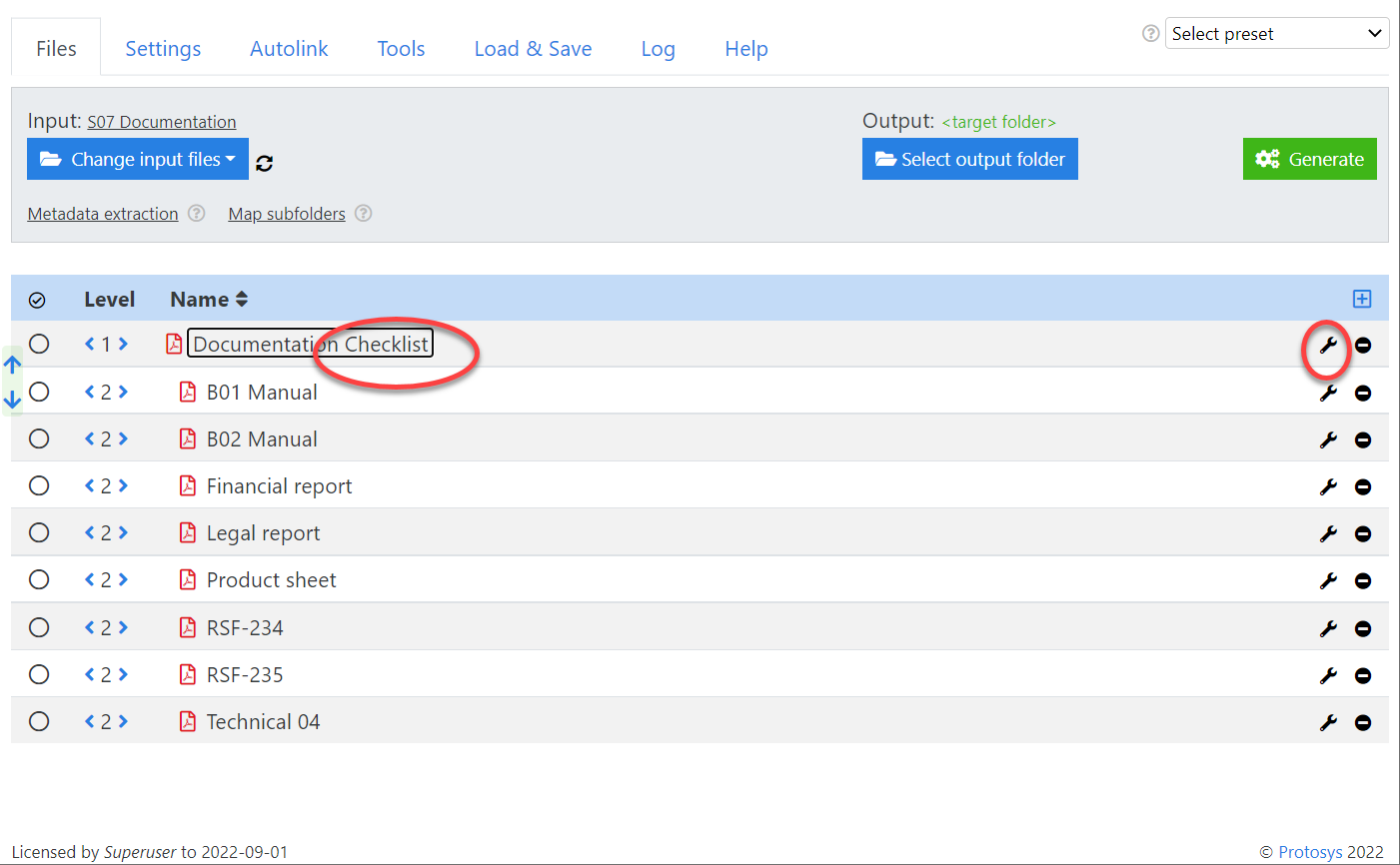 Edit items in documents list